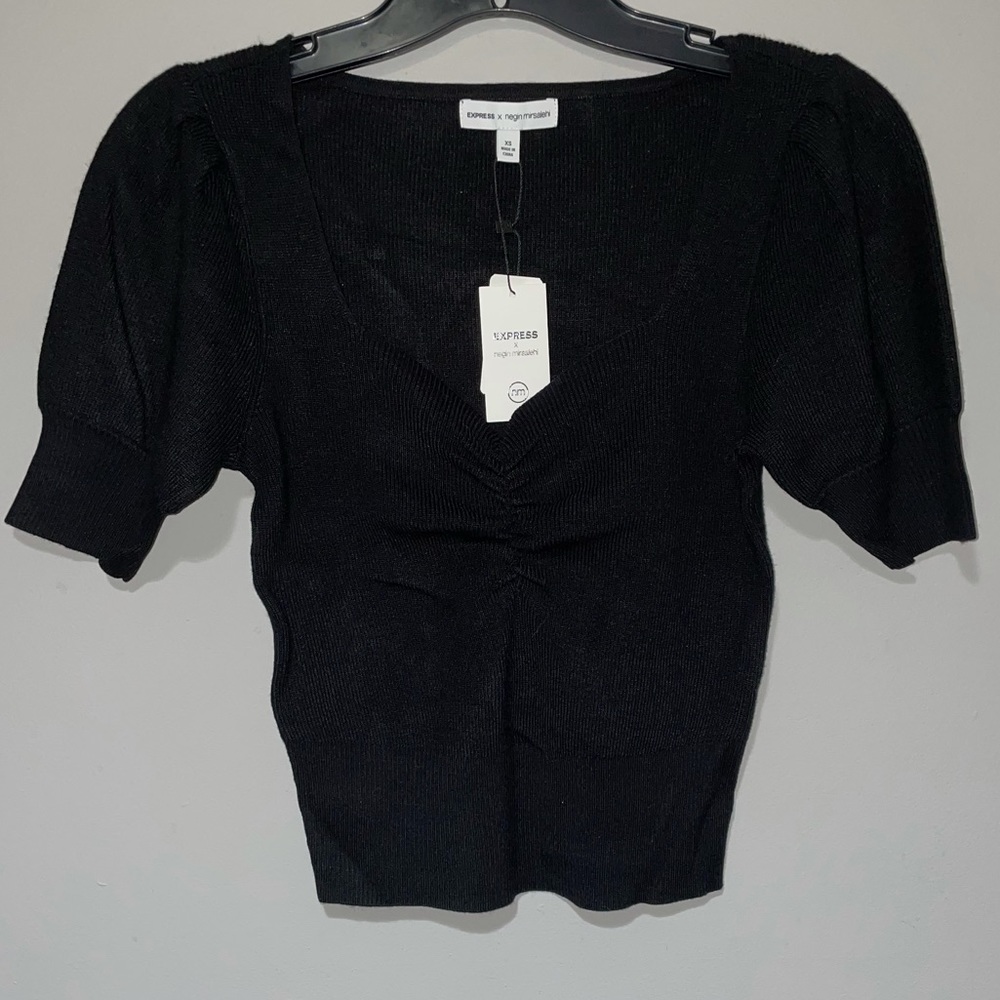 Puff Shoulder Sweatheart Neckline Top